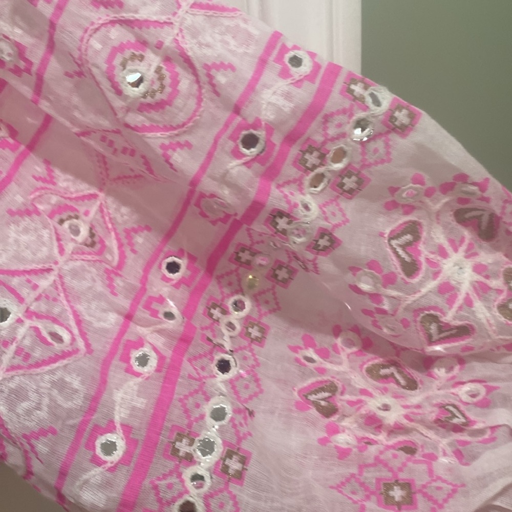 Juliet Dunn White Mini Dress with Pink Embroidery - Picture 2 of 9